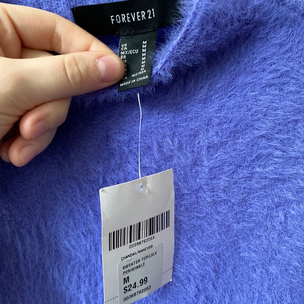 Faux fur mock neck sweater